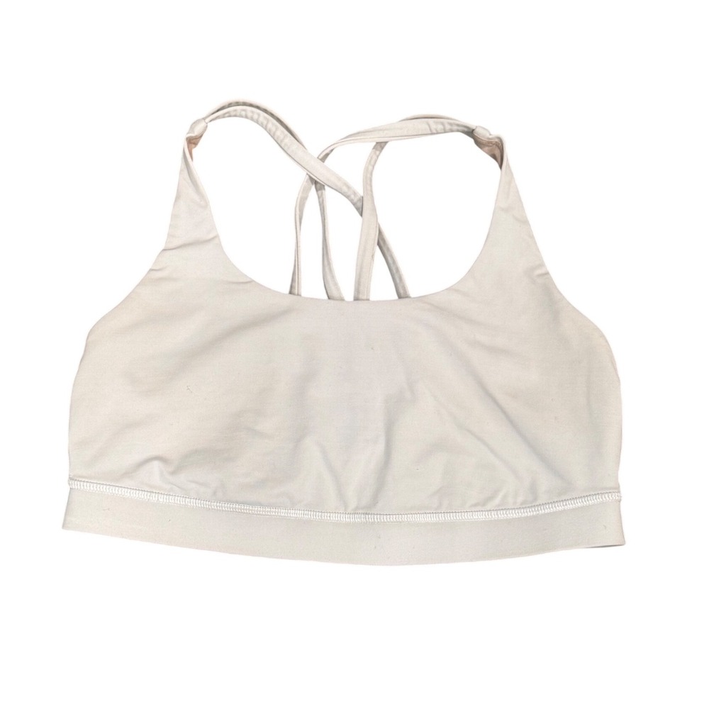 Lululemon Free To Be Wild Sports Bra Size 8 Light Grey Strappy Back Yoga